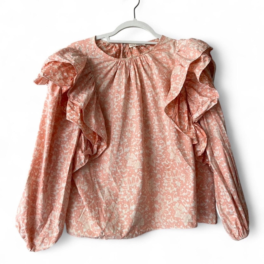 CLEARANCE Ulla Johnson Floral Ruffle Blouse in Pink and White--Size M